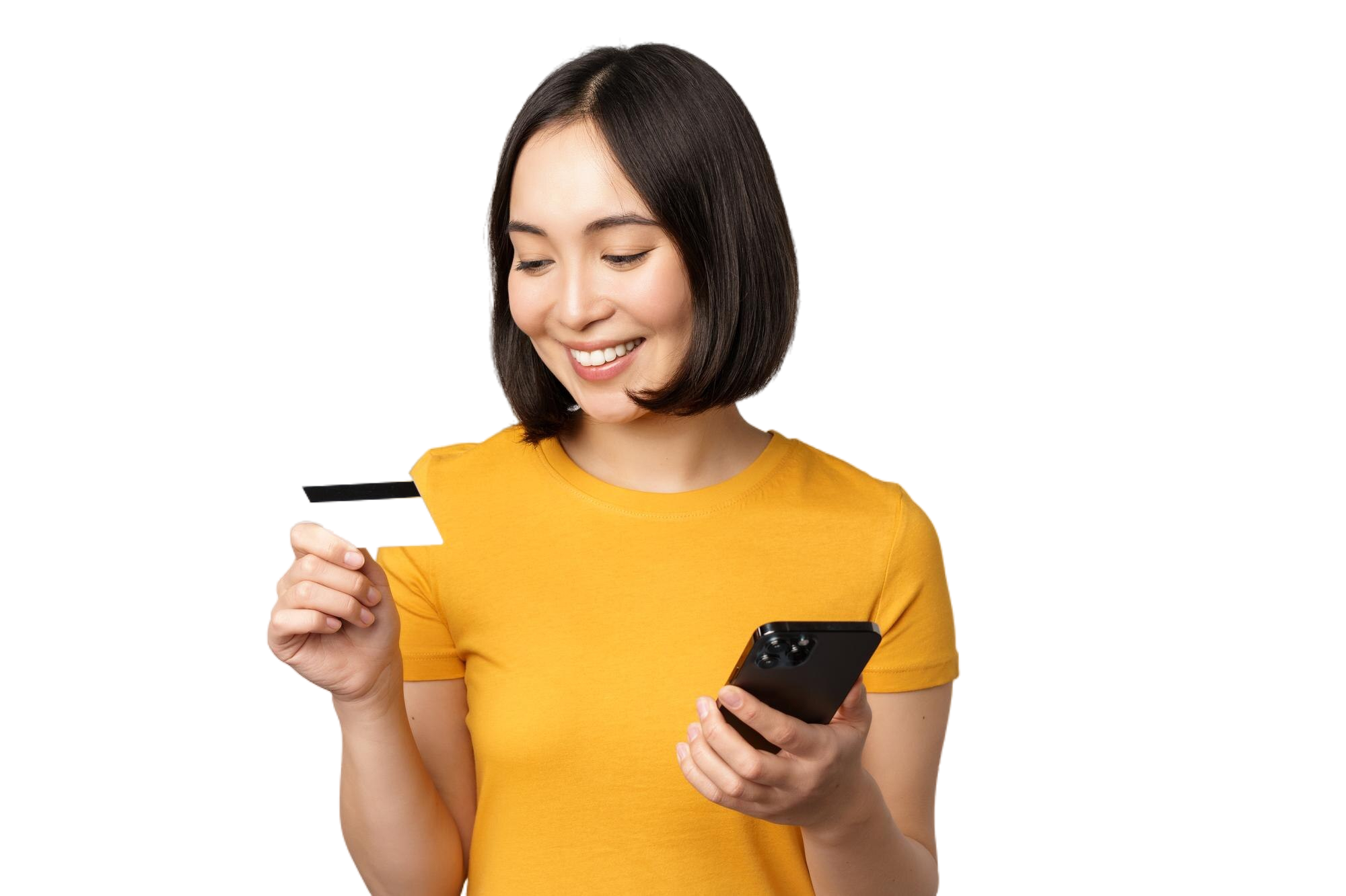 Girl holding credit card